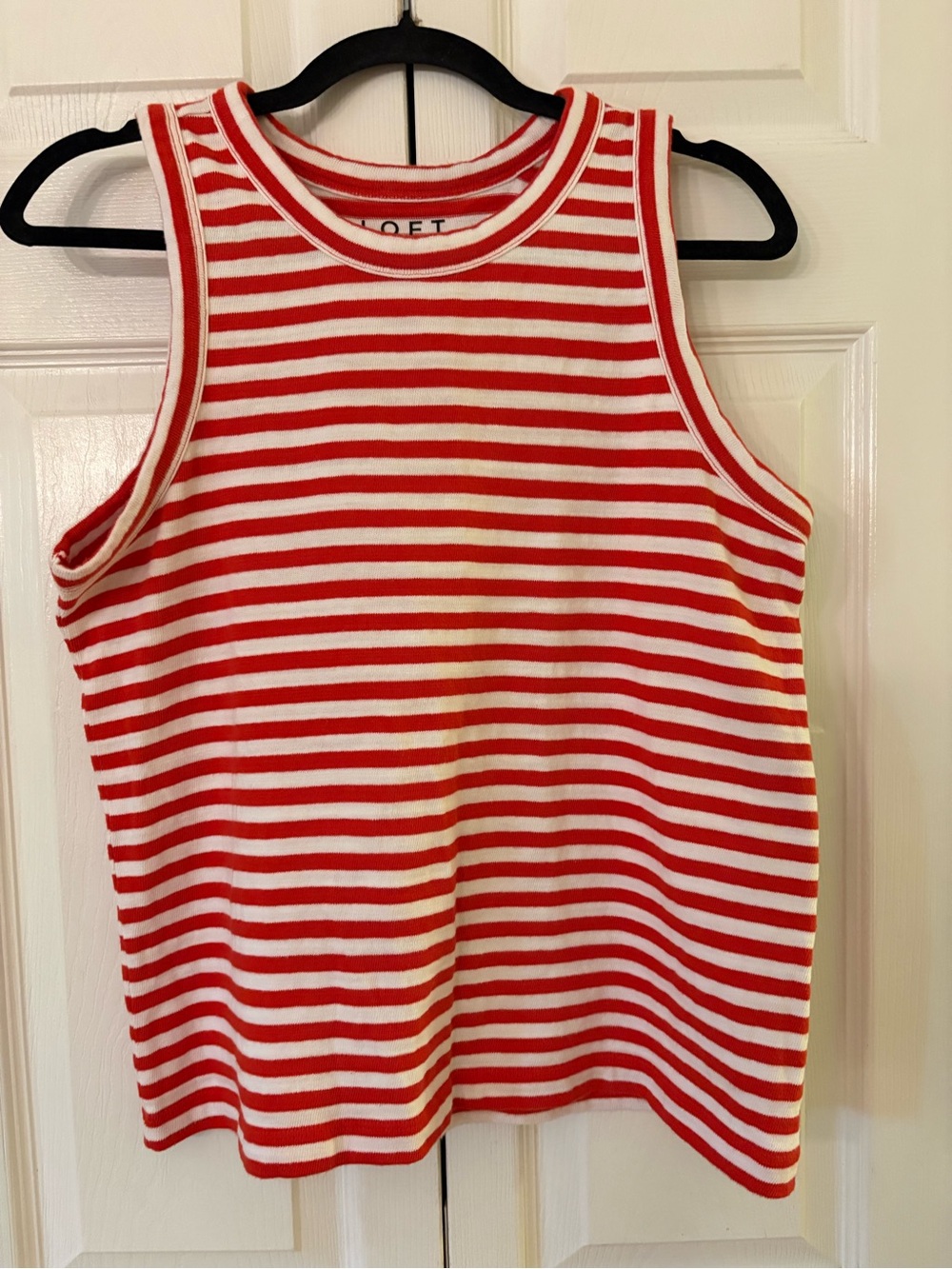 LOFT Red and White Stripe Tank Medium Petite